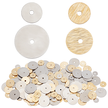 600Pcs 4 Style Brass & 316 Surgical Stainless Steel Spacer Beads, Heishi Beads, Disc/Flat Round, Golden & Stainless Steel Color, 5~10x0.2~0.5mm, Hole: 0.8~1.2mm, 150Pcs/style