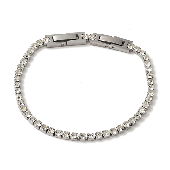 304 Stainless Steel Rhinestone Cup Chain Bracelets, Crystal, 7-5/8x1/8 inch(19.3x0.3cm)