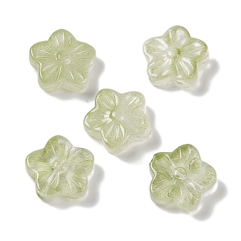 Baking Paint Glass Beads, Flower, Dark Sea Green, 12.5x13x4.5mm, Hole: 1.2mm