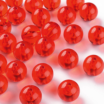 Transparent Acrylic Beads, Round, Red, 16x15mm, Hole: 2.8mm, about 220pcs/500g