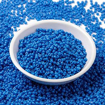 MIYUKI Round Rocailles Beads, Japanese Seed Beads, 8/0, (RR4484) Duracoat Dyed Opaque Delphinium, 3mm, Hole: 1mm, about 19000~20500pcs/pound