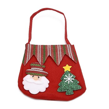 Christmas Non-woven Fabrics Candy Bags Decorations, with Handle, for Christmas Party Snack Gift Ornaments, Red, Santa Claus Pattern, 29x18x1~1.5cm