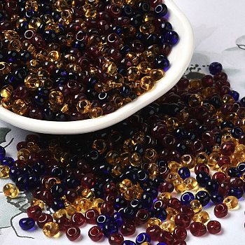 Transparent Colours Glass Seed Beads, Fringe Teardrop Beads, Coconut Brown, 6/0, 4~4.5x3~3.5x4~4.5mm, Hole: 1~1.2mm, about 5625pcs/pound