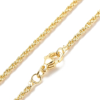 Brass Rope Chains Necklace for Women, Cadmium Free & Lead Free, Real 18K Gold Plated, 17.68 inch(44.9cm)