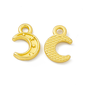 Rack Plating Alloy Charms, Cadmium Free & Lead Free & Nickle Free, Moon with Star Charms, Matte Gold Color, 12x8x1.5mm, Hole: 1.8mm