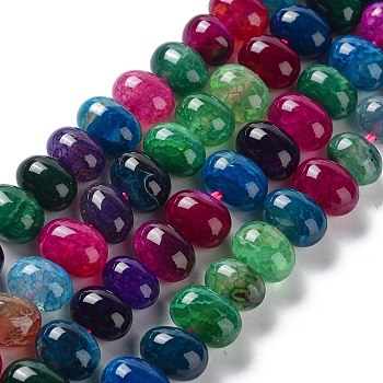 Natural Agate Beads Strands, Dyed & Heated, Egg, Colorful, 12~14x9~10mm, Hole: 1.4mm, about 19~20pcs/strand, 7.48 inch(19cm)