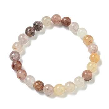 Natural Chalcedony Round Beaded Stretch Bracelets for Women, Inner Diameter: 2-1/8 inch(5.5cm)