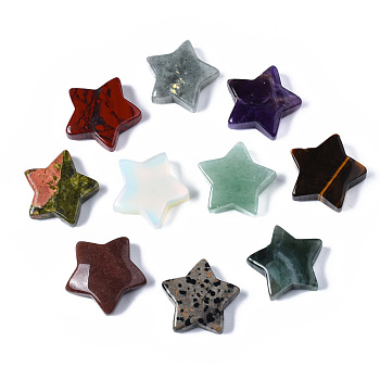 Natural Mixed Stone Star Shaped Worry Stones, Pocket Stone for Witchcraft Meditation Balancing, 30x31x10mm