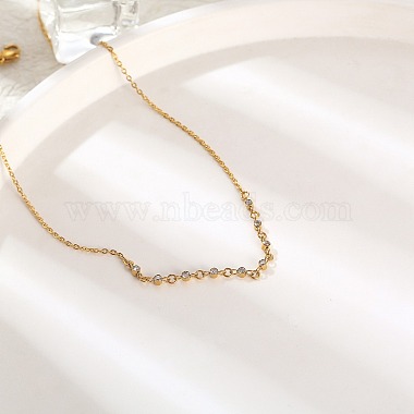 Cubic Zirconia Column Pendant Necklace with Brass Cable Chains(UU3534-1)-5