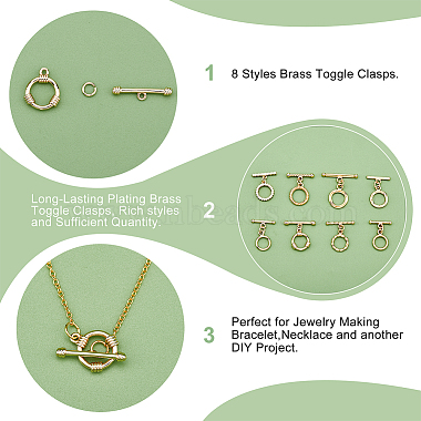 16Pcs 8 Styles Rack Plating Brass Toggle Clasps(KK-AR0002-58)-4