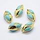 Edge Golden Plated Natural Howlite Beads(PEAR-F006-97G)-1