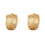 Real 18K Gold Plated Brass Hollow Hoop Earrings, 14x6mm(EJEW-EE0002-003)