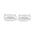 Brass Beads, Cat Shape, Silver, 6x11x6mm, Hole: 1.8mm(KK-Z162-20S)