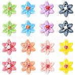 24Pcs 8 Colors Handmade Porcelain Beads, Flower, Bright Glazed Porcelain, Mixed Color, 16.5~17.5x15.5~16x6.5~7.5mm, Hole: 1.4~1.8mm, 3pcs/color(PORC-FS0001-47)