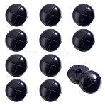 12Pcs Cowhide Shank Buttons, Half Round, 1-Hole, Black, 20.5x15.5mm, Hole: 3x2.5mm(BUTT-ME0001-41A)