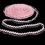 25M Polyester Elastic Lace Trim Ribbons, Garment Accessories, Pearl Pink, 5/8 inch(15mm)(OCOR-PH0006-27B)