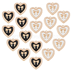 20Pcs 2 Colors Light Gold Tone Alloy Enamel Pendants, with Plastic Imitation Pearls, Heart with Bowknot Charm, Mixed Color, 21x21mm, 10pcs/color(ENAM-FH0001-92)