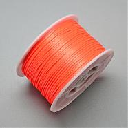 Round Nylon Thread, Rattail Satin Cord, for Chinese Knot Making, Orange Red, 1mm, 100yards/roll(NWIR-R005-34)