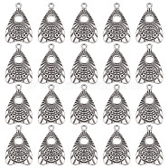 Tibetan Style Alloy Pendants, Talking Board Planchette Charm with All Seeing Eye, Thailand Sterling Silver Plated, 24.5x16x2mm, Hole: 2mm, 20pcs/box(TIBEP-SC0002-20)