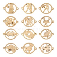 201 Stainless Steel Links connectors, Constellations, Flat Round, Golden, 1pc/constellation, 12pcs/set(STAS-UN0004-68G)
