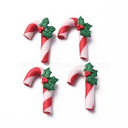 Handmade Polymer Clay Beads, No Hole, Christmas, Candy Cane, Red, 33x24x10mm(CLAY-T017-15)