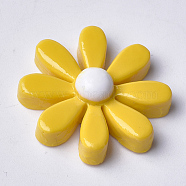 Resin Cabochons, Flower, Gold, 29~30x8~9mm(CRES-Q206-16A-01)