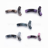Opaque Acrylic Beads, Imitation Gemstone Style, Curved Tube, Mixed Color, 33x8x10.5mm, Hole: 1.6mm, about 300pcs/500g(OACR-Q181-004)