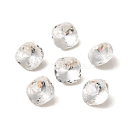 K9 Glass Rhinestone Cabochons, Pointed Back & Back Plated, Faceted, Square, Crystal, 10x10x6mm(GLAA-I052-01I)