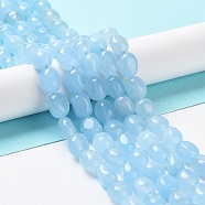Natural Jade Beads Strands, Dyed, Nuggets, Tumbled Stone, Light Sky Blue, 9.5~11.5x8~8.5x7~8mm, Hole: 1mm, about 34~38pcs/strand, 14.76~15.16''(37.5~38.5cm)(G-E614-B01-01)