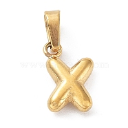 316L Surgical Stainless Steel Charms, Letter Charm, Golden, Letter X, 10x6.5x2.5mm, Hole: 2.5x4.5mm(STAS-G315-01G-X)
