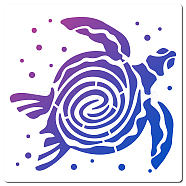 PET Plastic Hollow Out Drawing Painting Stencils Templates, Square, Sea Turtle Pattern, 18x18cm(DIY-WH0286-014)