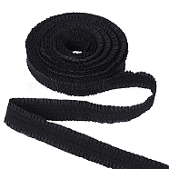 Polyester Ruffled Elastic Cord, Webbing Garment Sewing Accessories, Black, 22mm(EW-WH0015-02A)