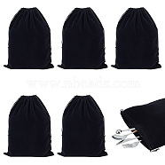 Velvet Drawstring Bags, Rectangle Gift Pouch, Black, 39.5x30cm(TP-WH0007-15)