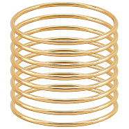 8Pcs 304 Stainless Steel Thin Wrap Bangle for Women, Real 18K Gold Plated, Inner Diameter: 2-1/2 inch(6.5cm)(BJEW-BC0001-16G)