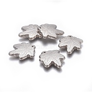 Autumn Theme CCB Plastic Pendants, Maple Leaf, Platinum, 25x21x4mm, Hole: 1mm(CCB-J030-28P)
