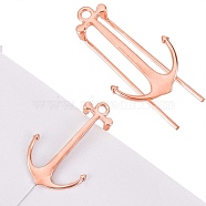 Alloy Bookmark Findings, Anchor Bookmark Clips, Rose Gold, 69.5x36.5x13.5mm, Hole: 3.5mm(AJEW-WH0020-50RG)