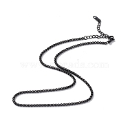304 Stainless Steel Box Chain Necklace for Men Women, Gunmetal, 15.98 inch(40.6cm)(NJEW-K245-020D)