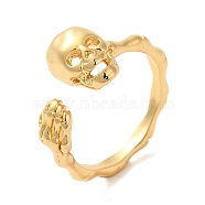 304 Stainless Steel Open Cuff Rings, Jewely for Women, Real 18K Gold Plated, Skull, Inner Diameter: 16.8mm(RJEW-K261-01A-G)