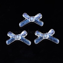 Transparent Acrylic Beads, Glitter Powder, Bowknot, Clear, 19x32.5x6mm, Hole: 1.8mm, about 400pcs/500g(OACR-N008-077)