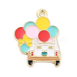 Alloy Enamel Pendants, Cadmium Free & Lead Free, Golden, Balloon Car Charm, Colorful, 24x18.5x1mm, Hole: 1.6mm(PALLOY-S185-08G)