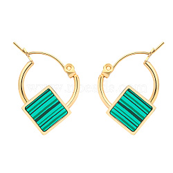 Square Stainless Steel & Resin Hoop Earrings for Women, Golden(TQ4629)