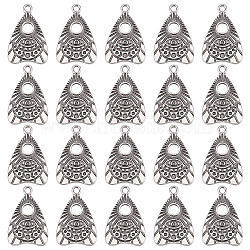 Tibetan Style Alloy Pendants, Talking Board Planchette Charm with All Seeing Eye, Thailand Sterling Silver Plated, 24.5x16x2mm, Hole: 2mm, 20pcs/box(TIBEP-SC0002-20)