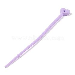 Heart Shape Silicone Cable Zip Ties, Cord Organizer Strap, for Wire Management, Violet, 128x13x4.5mm(AJEW-C034-02D)