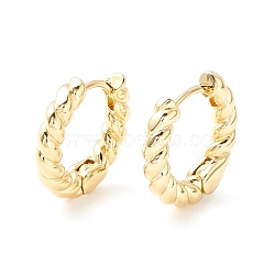Brass Twisted Rope Chunky Hinged Huggie Hoop Earrings for Women, Cadmium Free & Nickel Free & Lead Free, Real 18K Gold Plated, 17x3mm, Pin: 0.8mm(EJEW-P196-25G)