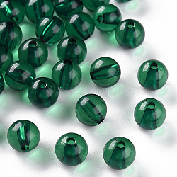 Transparent Acrylic Beads, Round, Dark Green, 10x9mm, Hole: 2mm(X-MACR-S370-A10mm-735)
