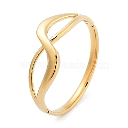 Ion Plating(IP) 304 Stainless Steel Crossed Hinged Bangles for Women, Golden, 1-1/8 inch(2.7cm), Inner Diameter: 2-3/8x2-1/8 inch(6x5.3cm)(BJEW-Z068-04G-05)