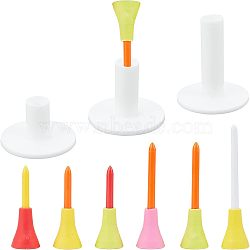 CHGCRAFT 12Pcs Two-tone Plastic Golf Double Tees, with 3Pcs Golf Rubber Tees Holder, Mixed Color, 35~86.5x52~86.5x11~18mm, Hole: 3.5~11mm(AJEW-CA0001-62)