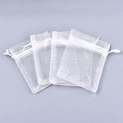 Organza Gift Bags with Drawstring, Jewelry Pouches, Wedding Party Christmas Favor Gift Bags, White, 20x15cm(OP-R016-15x20cm-04)