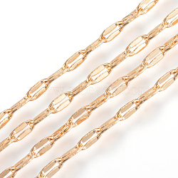 3.28 Feet Brass Dapped Chains, Cable Chains, Soldered, Flat Oval, Real 18K Gold Plated, 5x2x0.5mm(X-CHC-R126-02G)