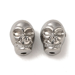 Non-Tarnish 304 Stainless Steel Beads, Skull, Stainless Steel Color, 9.5x7x5.5mm, Hole: 2.2mm(STAS-K285-50P)